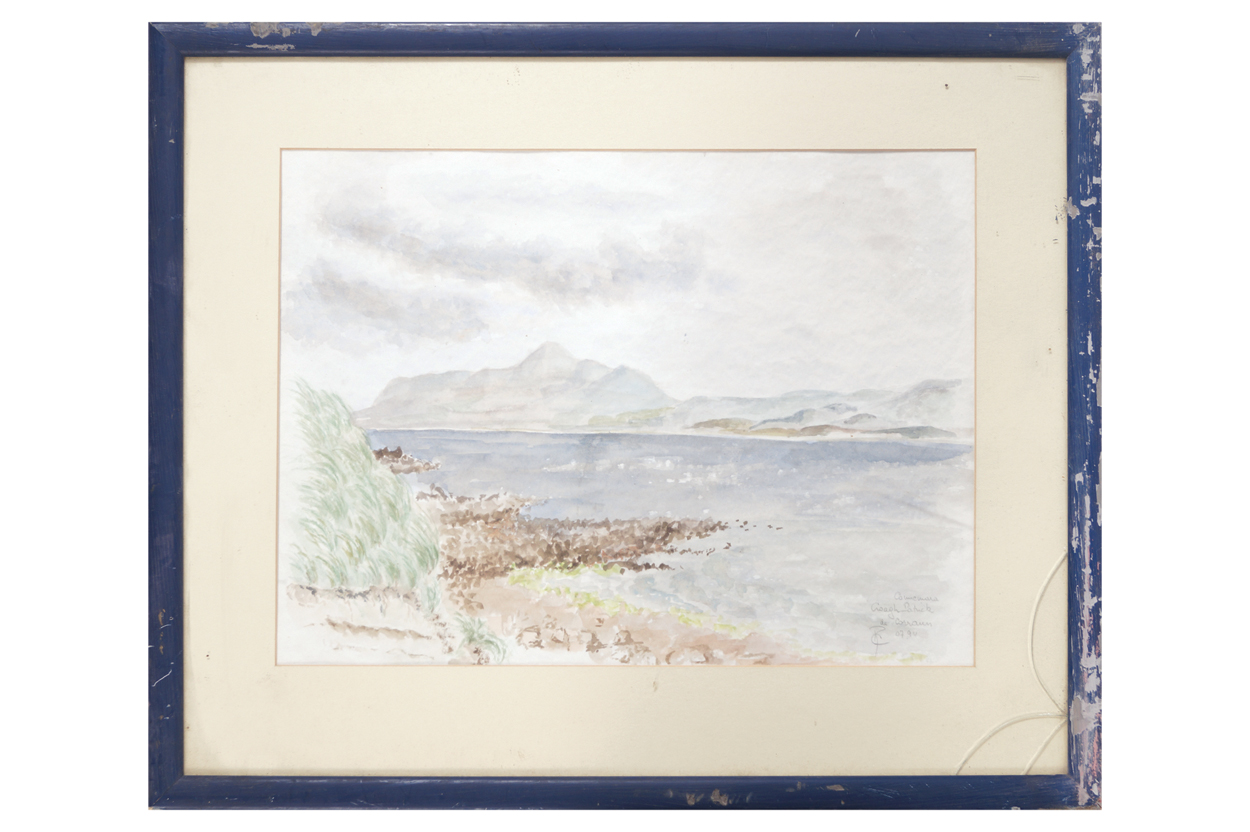 Irish School Croagh Patrick Watercolour Signed with initials R.C.  29 x 38 cm.Worldwide shipping - Image 2 of 5