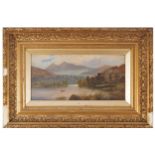 A. Rowlings River landscape Signed oil on canvas Enclosed in a gilt frame  19 x 39 cm.Worldwide