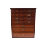 Nineteenth-century collectors chest of eight short drawers and three long drawers, furnished with