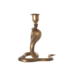 Benares brass cobra stemmed candlestick  16 cm. highWorldwide shipping available. All queries must