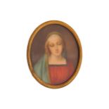 Oval miniature portrait of the Virgin Mary