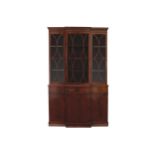 Nineteenth-century mahogany and fruitwood cross banded break-front bookcase