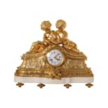 Nineteenth-century Gilt bronze and marble cherub mounted mantel clock, circa 1835