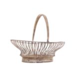 Large silver swing handled bread basket