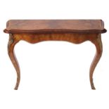 Nineteenth-century ormolu mounted burr walnut and fruitwood banded console table