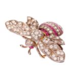 18 ct. gold diamond and ruby brooch