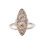 White gold marquise shaped ring