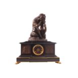 Nineteenth-century French bronze and marble figure mounted mantle clock