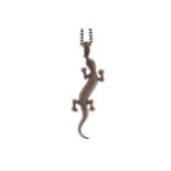 Vintage silver and marcasite lizard pendant and chain