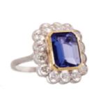 18 ct. white gold 3.5 ct. tanzanite and diamond ring