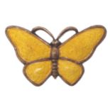 Danish silver and yellow enamel butterfly brooch