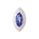 Marquise cut (3 ct.) sapphire & (1.1 ct.) diamond ring