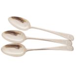 Three crested silver serving spoons