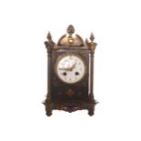 Nineteenth-century French champlevé enamelled and brass mantel clock