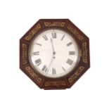 Nineteenth-century mahogany and brass inlaid cased wall clock