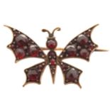 VICTORIAN BOHEMIAN ROSE CUT GARNET BUTTERFLY BROOCH, CIRCA 1880