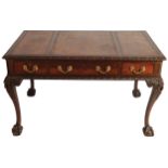 DUBLIN LATE NINETEENTH-CENTURY MAHOGANY LIBRARY TABLE the rectangular tooled leather inset top,