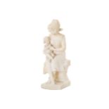 NINETEENTH-CENTURY FRENCH MARBLE SCULPTURE of a young girl with a child seated on her knee 48 cm.