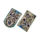 PAIR OF EARLY PERSIAN TILES 13 cm. high and lower Worldwide shipping available. Contact shipping@