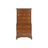 GEORGE III STYLE MAHOGANY CHEST-ON-CHEST of two short and six long drawers, furnished with brass