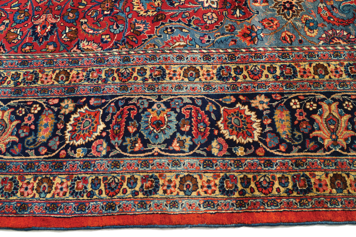 NORTHEAST PERSIAN MESHED CARPET, CIRCA 1930 on red ground with turquoise central medallion and ivory - Image 5 of 8