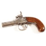 EIGHTEENTH-CENTURY FLINTLOCK POCKET PISTOL by L Othley, Brigg 15 cm. long Worldwide shipping