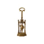 LARGE NINETEENTH-CENTURY BRASS DOOR STOPPER in the form of a medieval knight 52 cm. high Worldwide