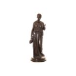 FRENCH BRONZE SCULPTURE of a classical maiden with a ewer, nineteenth-century 69 cm. high