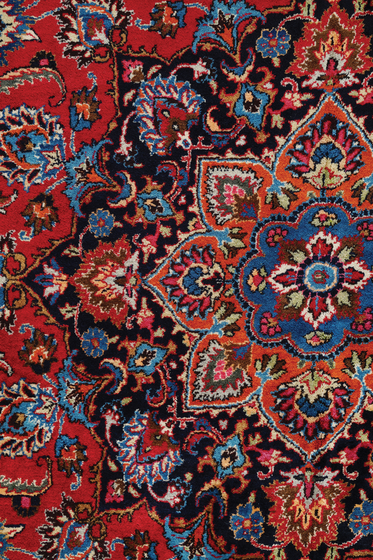 NORTHEAST PERSIAN CARPET on rich red ground with navy border; includes weaver’s signature 402 x - Image 5 of 9