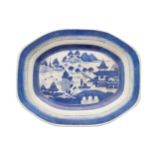 CHINESE QING PERIOD OVAL BLUE AND WHITE MEAT PLATTER 27 x 34 cm. Worldwide shipping available.