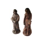 PAIR OF TWENTEETH- CENTURY BRONZE FIGURES each representing one of The Four Seasons. 45 cm. high