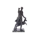 NINETEENTH-CENTURY FRENCH SCHOOL After Houdin. Diana the huntress and stag. Raised on a marble base.