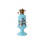 NINETEENTH-CENTURY PAINTED OIL LAMP 38 cm. high; 15 cm. diameter Worldwide shipping available.