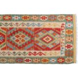 NORTHEAST PERSIAN RUNNER with outer pistachio border and twelve medallions; veg dye 496 x 75 cm.