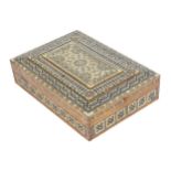 MOTHER OF PEARL INLAID AND PARQUETRY DECORATED BOX 44 x 30.5 cm. Worldwide shipping available.