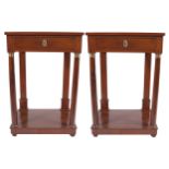 PAIR NINETEENTH-CENTURY MAHOGANY AND BRASS MOUNTED CONSOLE TABLES each with a rectangular top