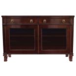 REGENCY PERIOD MAHOGANY LIBRARY FLOOR BOOKCASE the rectangular bobbin beaded edged top above two