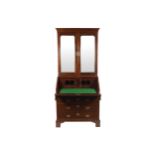 GEORGE II PERIOD RED WALNUT BUREAU BOOK CASE the superstructure with a moulded crown, above two