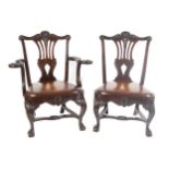 SET OF TEN IRISH NINETEENTH-CENTURY CHIPPENDALE DINING CHAIRS by Butler of Dublin, each with a