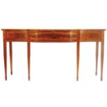 EDWARDIAN PERIOD MAHOGANY, SATINWOOD AND FRUITWOOD BANDED SIDE TABLE the serpentine fronted top