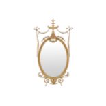 NINETEENTH-CENTURY ADAM GILT FRAMED PIER MIRROR the oval bevelled plate within a gadroon-moulded