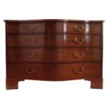 GEORGE III PERIOD MAHOGANY CHEST, CIRCA 1780 with a serpentine front, of four graduated drawers,