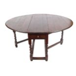 LARGE WILLIAM & MARY OAK GATE LEG TABLE, CIRCA 1690 the planked rectangular top with curved ends and