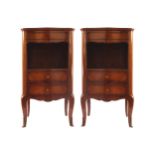 PAIR OF NINETEENTH-CENTURY KINGWOOD AND CROSS-BANDED BEDSIDE PEDESTALS each with a rectangular top