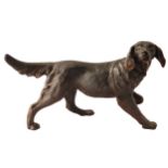 LATE NINETEENTH-CENTURY BRONZE SCULPTURE of a red setter. 30 cm. wide; 19 cm. deep; 67 cm. high