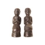 PAIR OF NINETEENTH-CENTURY SILVER KNEELING BUDDHAS 10.5 cm. high (2) Worldwide shipping available.