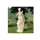 LARGE CAST-STONE FIGURE OF DIANA THE HUNTRESS holding a bow and arrow 140 cm. high Worldwide