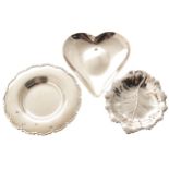 GROUP OF THREE SILVER BON-BON DISHES 10 cm. diameter and smaller Worldwide shipping available.