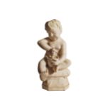NINETEENTH-CENTURY MARBLE SCULPTURE Young boy playing with a bowl 55 cm. high; 30 cm. wide; 35 cm.