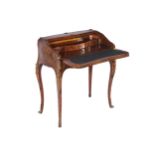 NINETEENTH-CENTURY FRENCH ORMOLU MOUNTED MULBERRY AND CROSSBANDED BUREAU DE DAME the serpentine